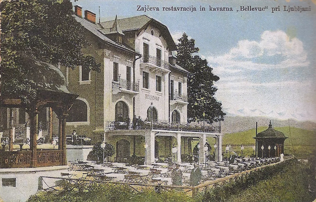 1950 postcard of the Hotel Bellevue - Ljubljana - Slovenia