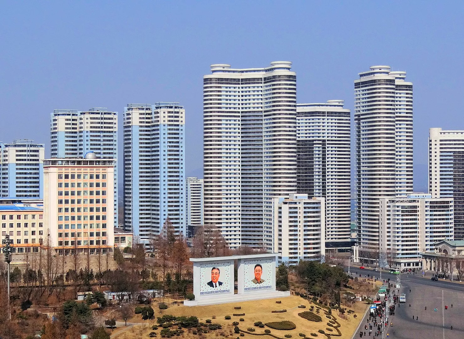 Modern highrise buildings in Pyongyang - North Korea